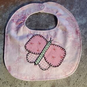 Floral Pink Butterfly Baby Bib